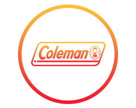 Coleman logo in an orange-to-red circular border with a lantern icon