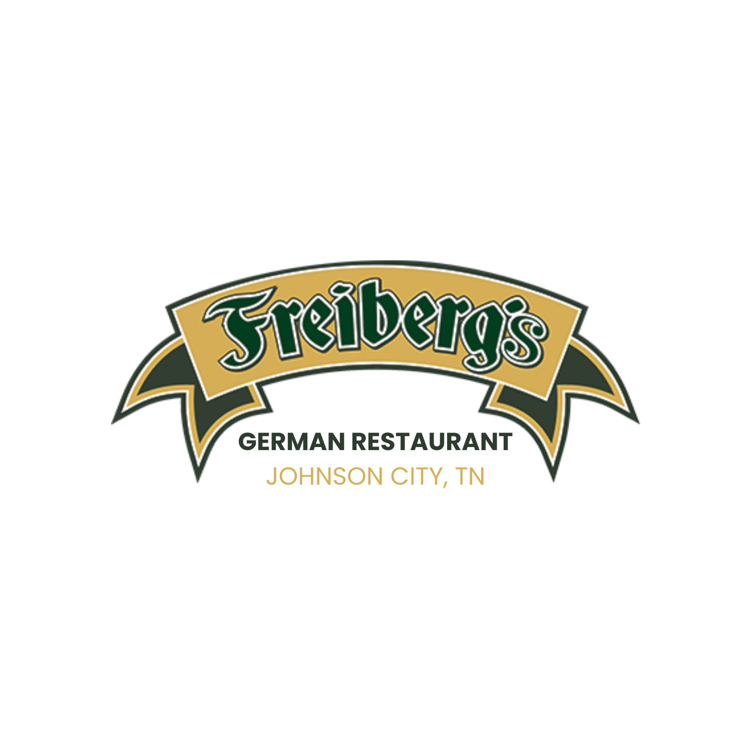 Freiberg's German Restaurant logo in gold and green, Johnson City, TN
