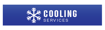Blue Cooling Services logo with a white snowflake icon and white text.
