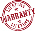 A red stamp that says lifetime warranty lifetime