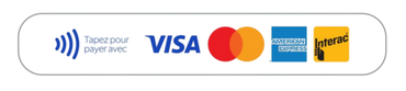 Un logo Visa, Mastercard et American Express sur fond blanc.