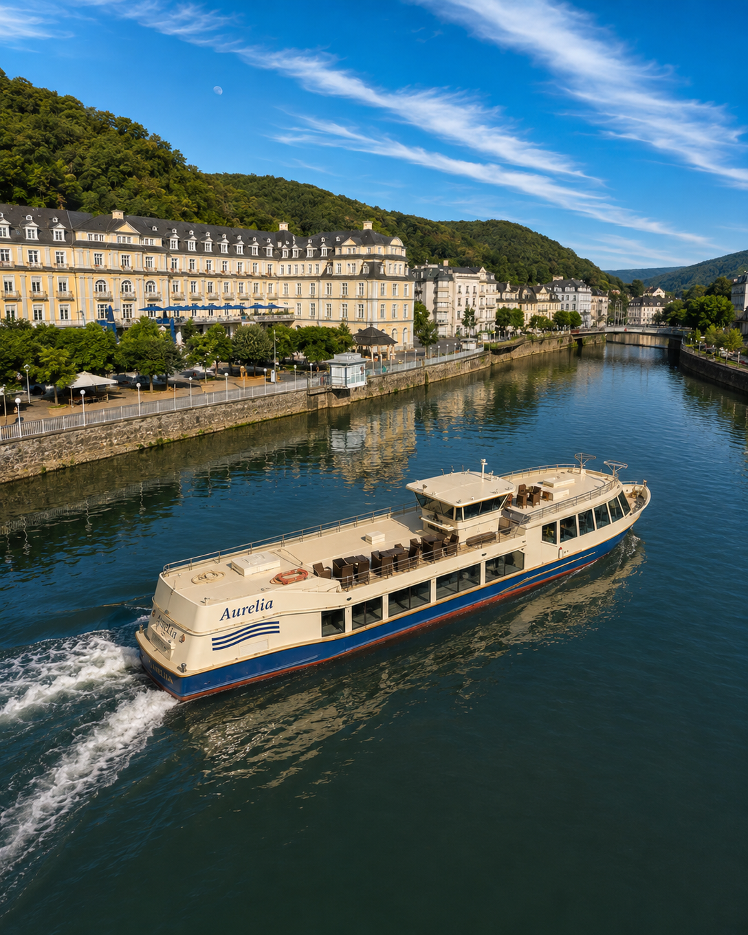 Offenes Sonnendeck der AURELIA mit Lounge