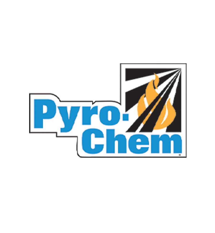A logo for a company called pyro chem