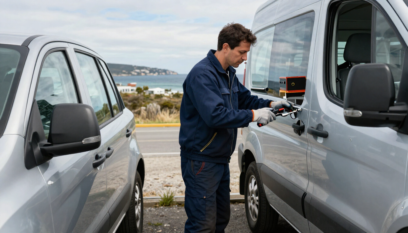 Cerrajero atendiendo un vehículo en Puerto Madryn