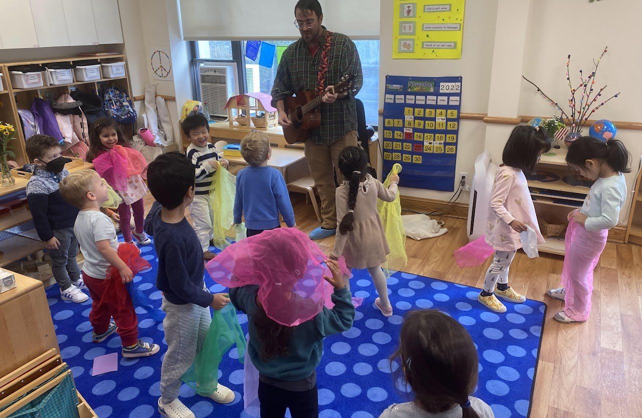 Montessori children in music class