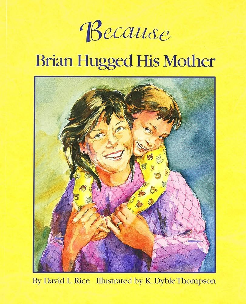 A smiling mother with a young boy hugging her. Text above reads
