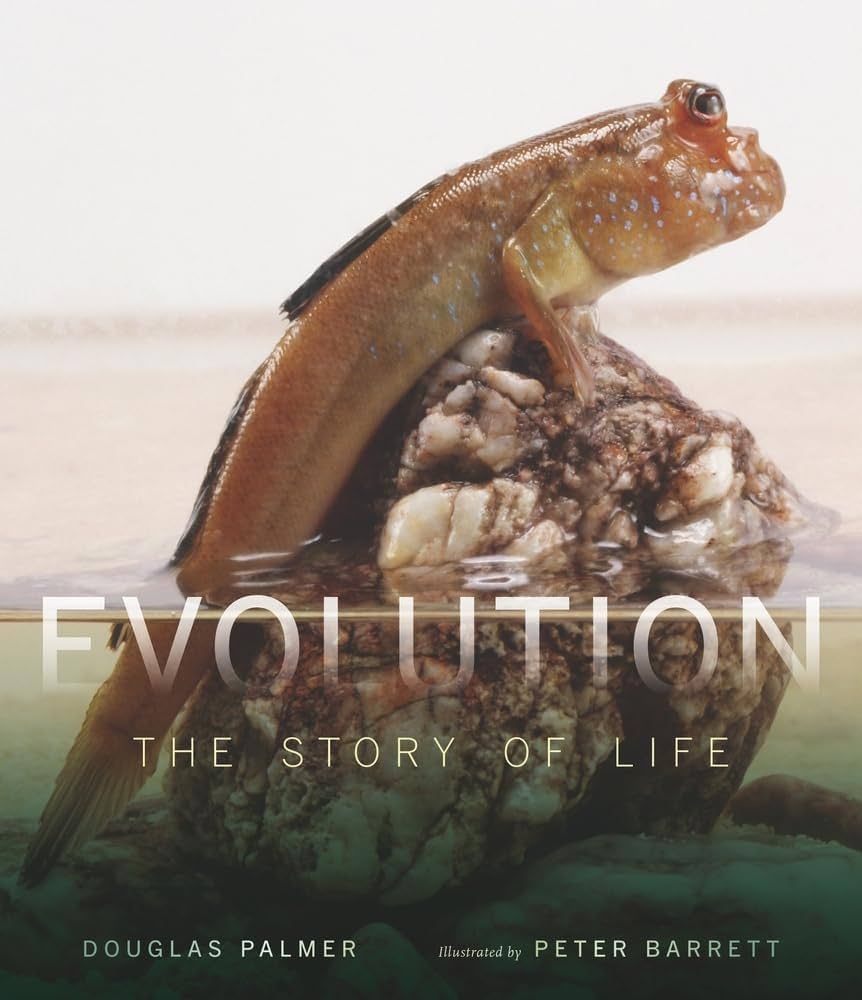 A mudskipper perched on a rock in the water, book cover for