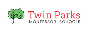 The logo for twin parks montessori schools has two trees on it.