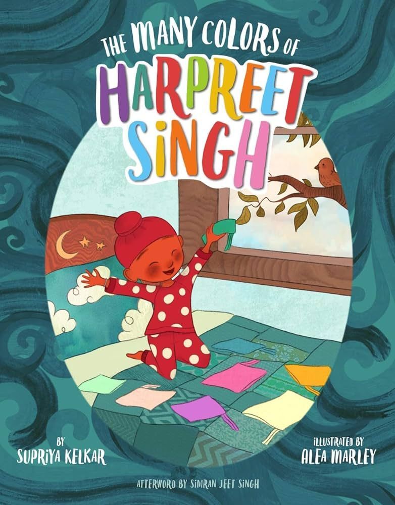 Cover art: Harpreet Singh in colorful pajamas painting, title