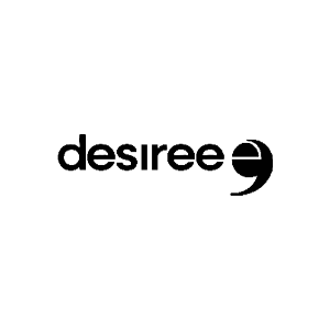 Logotipo de Desiree en texto negro con una “e” estilizada sobre un fondo blanco.