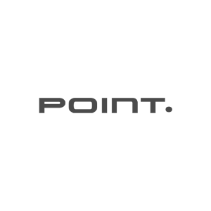 Texto gris “POINT.” sobre fondo blanco
