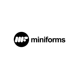 Logotipo de Miniforms en negro sobre fondo blanco