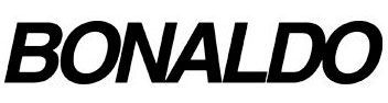 Logotipo de BONALDO en negro, en letras mayúsculas cursivas y en negrita sobre fondo blanco.