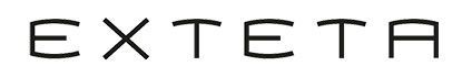 Texto negro estilizado que forma la palabra “EXTETA” sobre un fondo blanco.