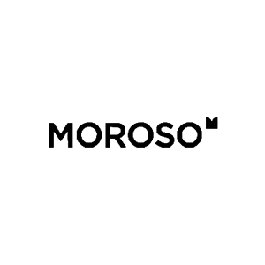 Logotipo negro de MOROSO sobre fondo blanco