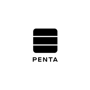 Logotipo negro de PENTA con un icono cuadrado redondeado sobre la palabra PENTA sobre un fondo blanco.