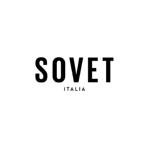 Logotipo negro “SOVET ITALIA” sobre fondo blanco