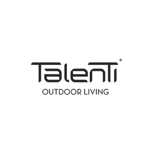 Logotipo de Telanti Outdoor Living en negro sobre fondo blanco.
