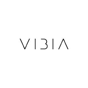 Logotipo de Vibia en letras negras finas sobre un fondo blanco.