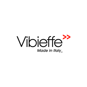 Logotipo de Vibieffe con galones dobles rojos y texto 