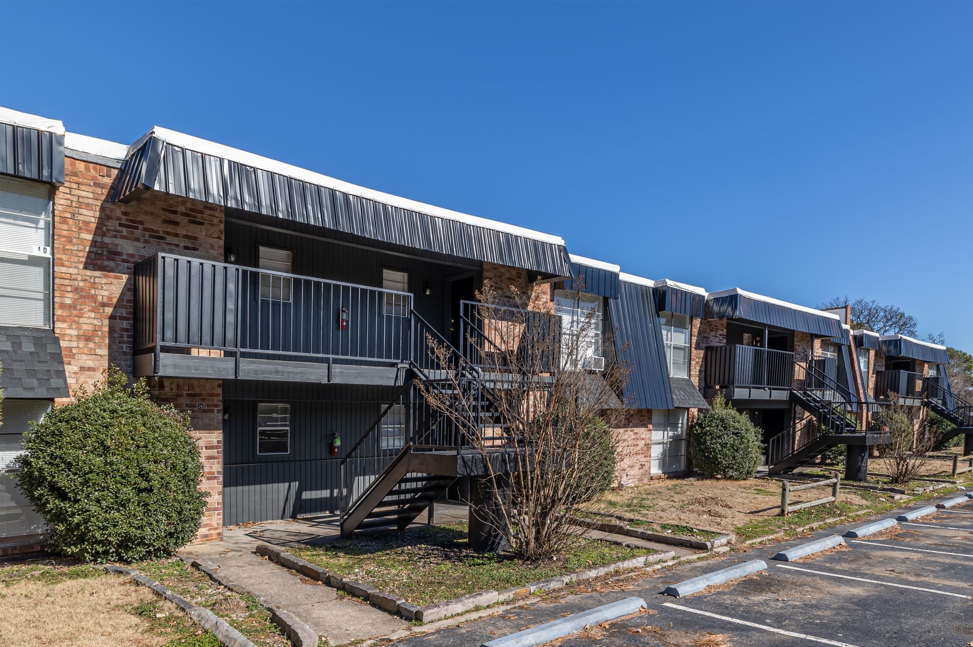 entrances to some units and a staircase