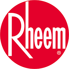 A red circle with the word rheem on it