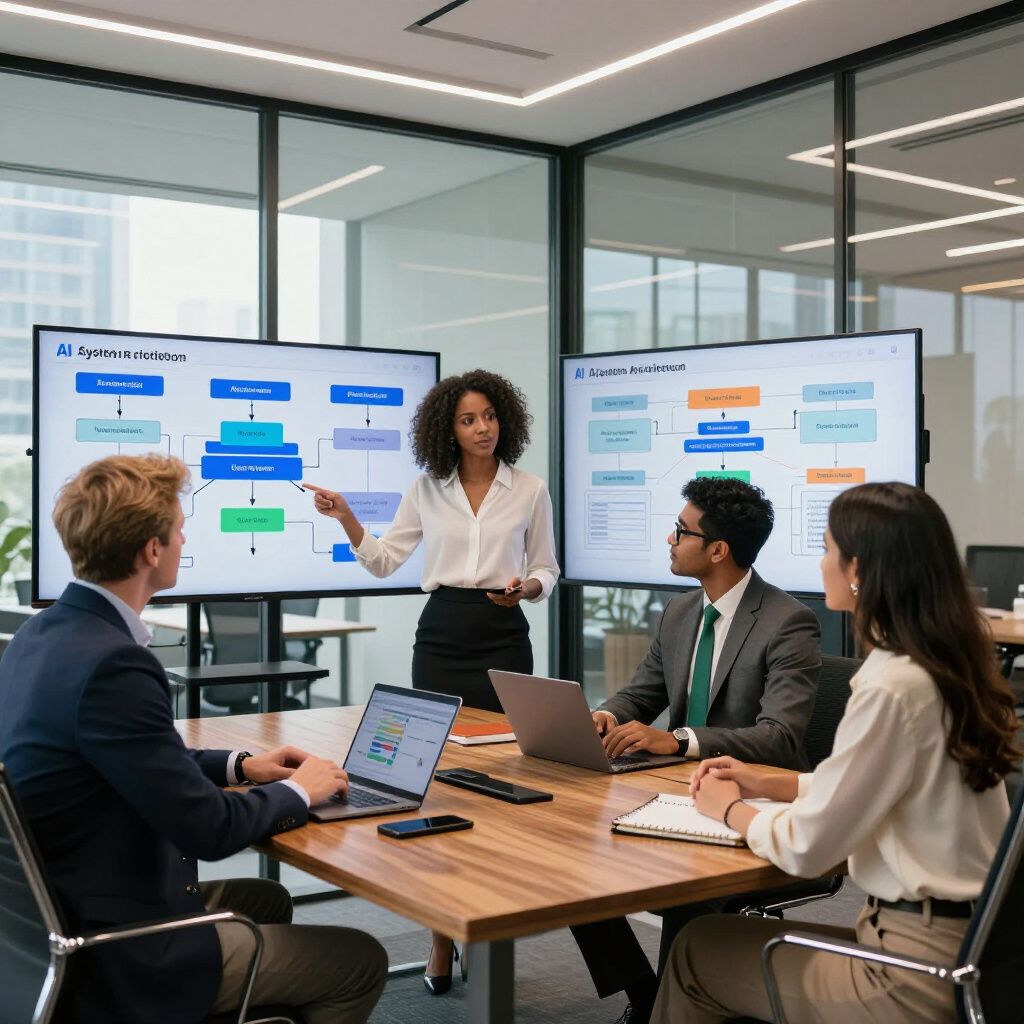 A consultant presenting a case study of a successful n8n implementation to a client, highlighting the ROI of workflow automation