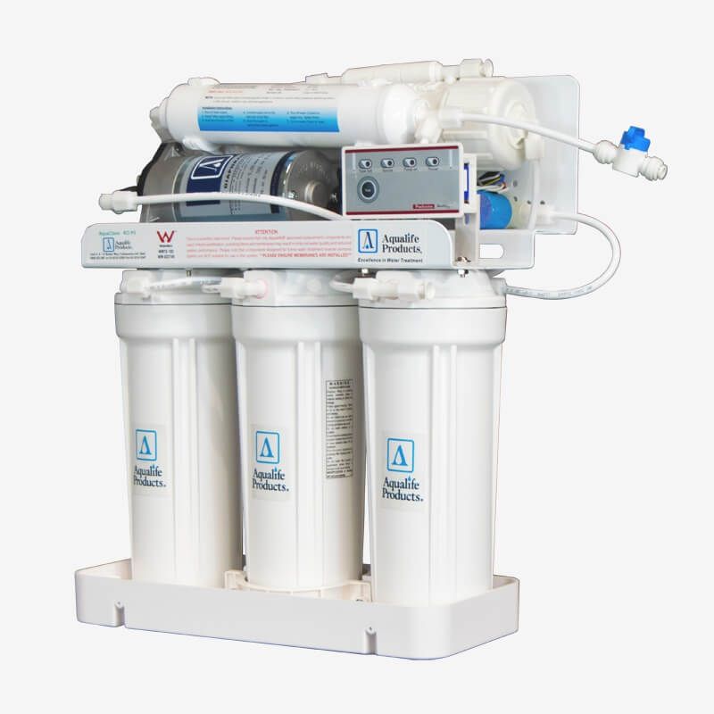 Photo of Aqualife Mark 3 reverse osmosis water filtration system commonly used by dentists, doctors, podiatrists, and physiotherapists to produce high quality filtered water suitable for an autoclave (steam steriliser).