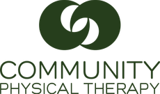 Community Physical Therapy logo with interlocking green circles and text