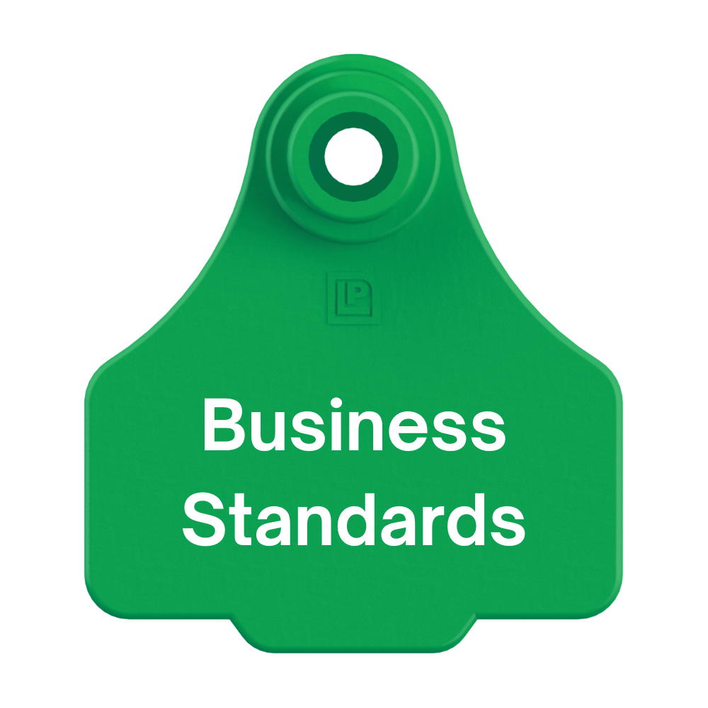 Business Standards PDF Link Green ear tag with