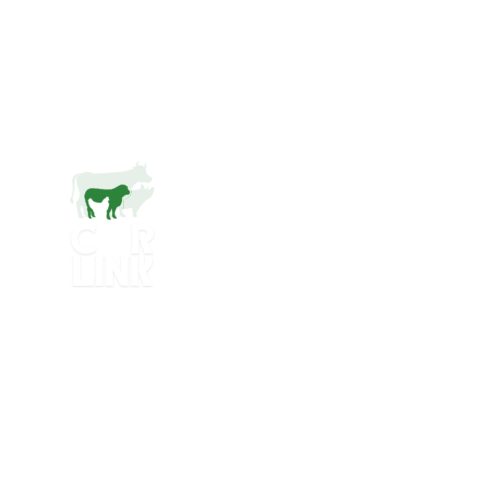 A green silhouette of a cow and a calf on a white background with the CoRLink Logo and national animal welfare accreditation