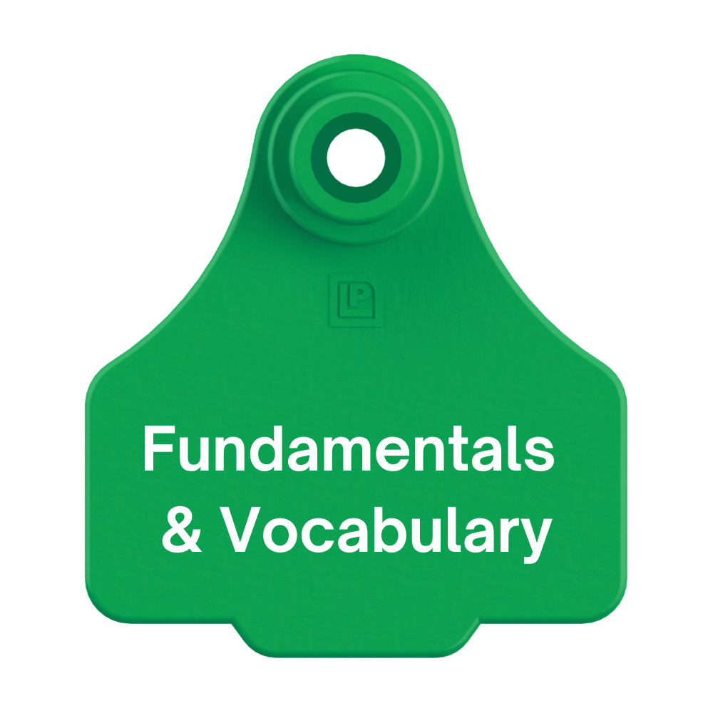 Fundamentals & Vocabulary PDF Link Green livestock tag with