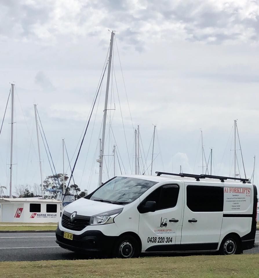 White Van Parked in Front of Sailboats — A1 Forklifts In Bellingen, NSW