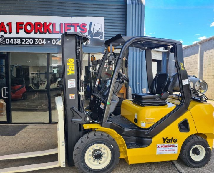Yellow Yale Forklifts Display on the Shop — A1 Forklifts In Coffs Harbour, NSW