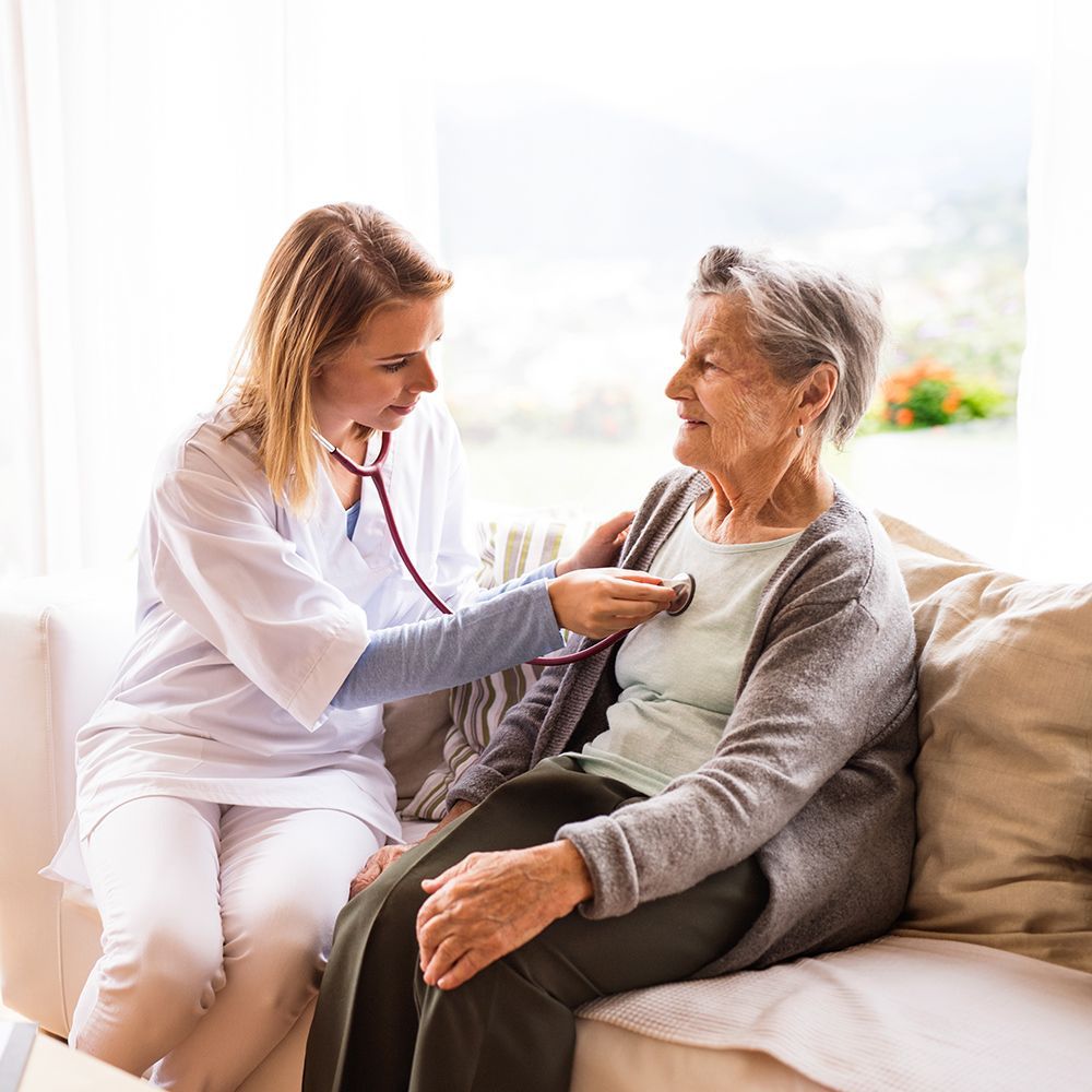 Helper Checking Elder Woman Status Helper Checking Elder Woman Status