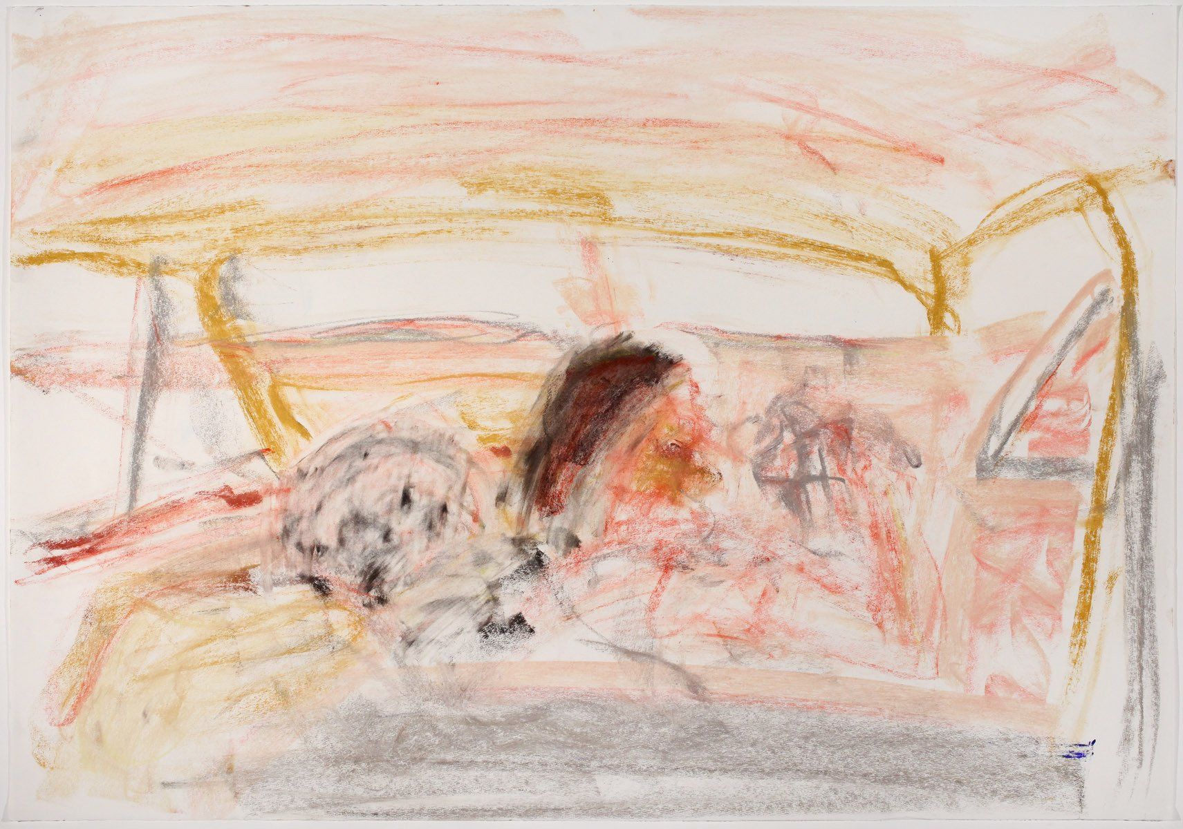 A painting of a person sleeping on a bed with a dog.