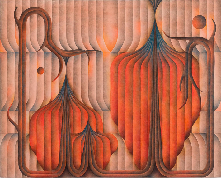 Red and orange  toned painting by Roberta Gentry