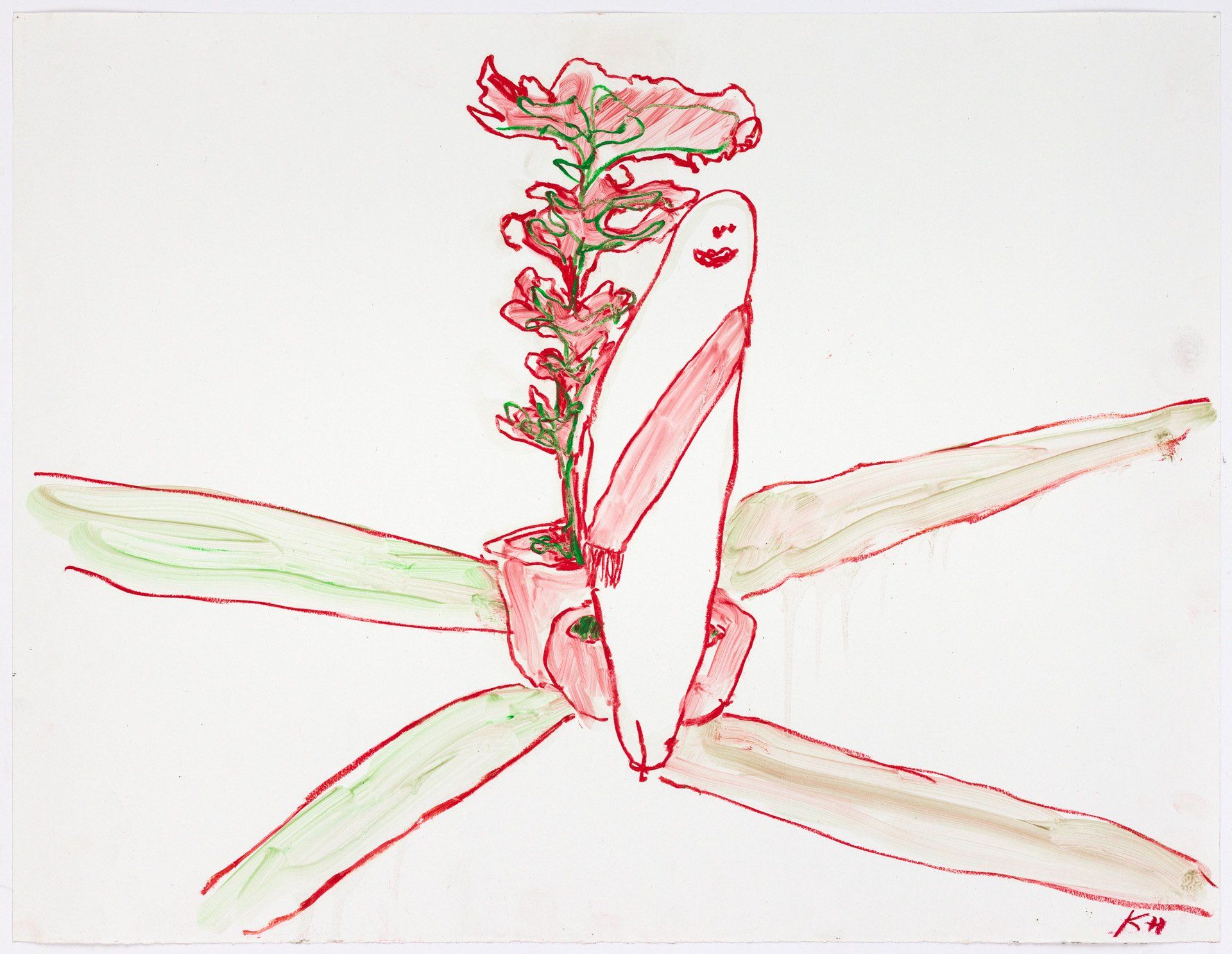 A drawing of a flower with a face on it