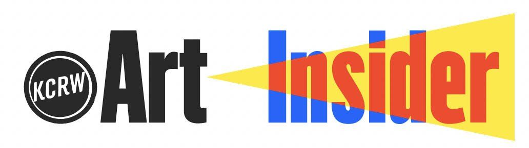 A logo for art insider with a yellow arrow pointing to the right