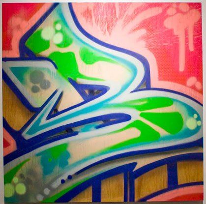 A colorful painting with the letter z on it