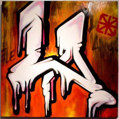 A painting with the letter k on it