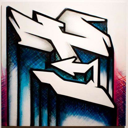 A painting of a hand with arrows pointing in opposite directions