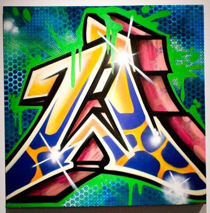 A colorful graffiti painting of the letter a
