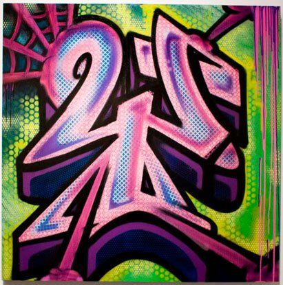 A colorful graffiti painting of the number 2