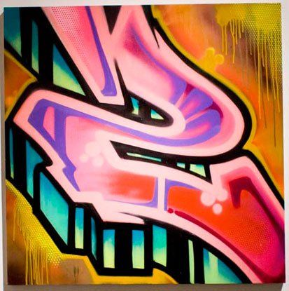 A colorful graffiti painting of the letter s