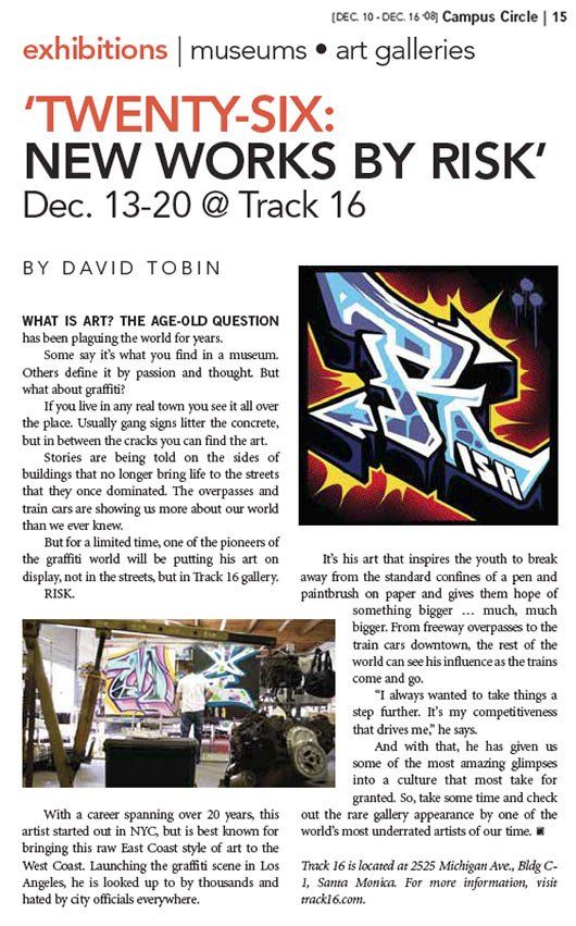 A newspaper article about twenty-six new works by risk.