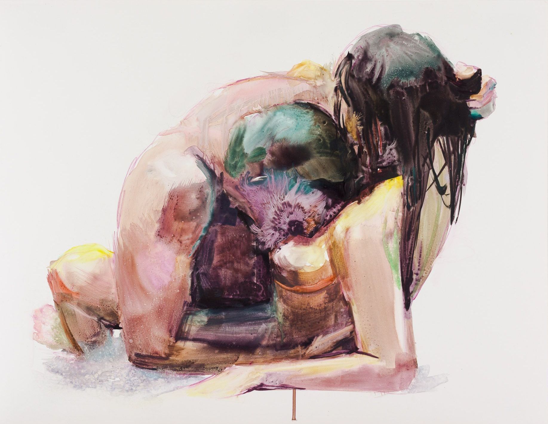 A painting of two people on a white background.