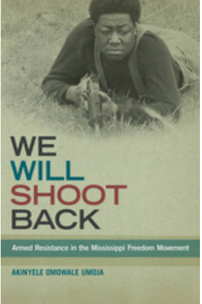 Book cover of a crouching person aiming a rifle, titled “We Will Shoot Back” in bold text.