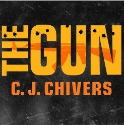 Book cover with bold orange title “THE GUN” and author name “C.J. Chivers” on a black background