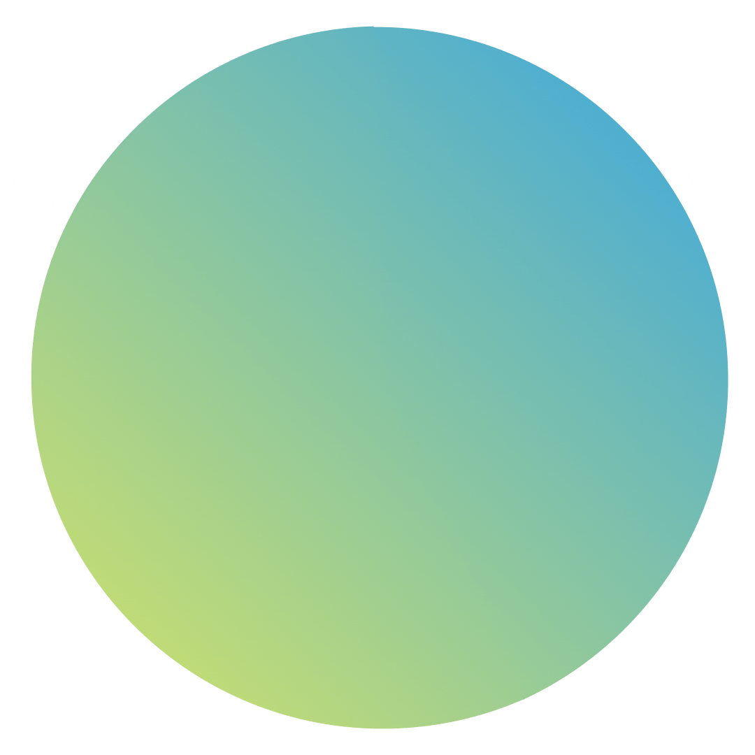 A soft blue-to-green gradient circle on a white background